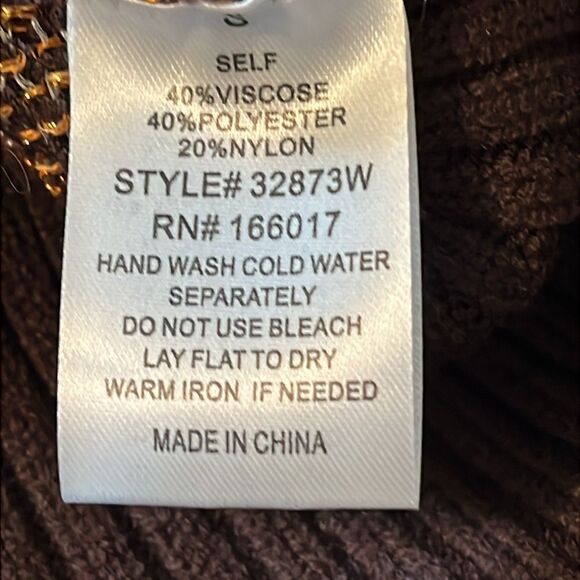 New! Western Metallic Cowboy Sweater Cropped Brown Size Small - Picture 9 of 9